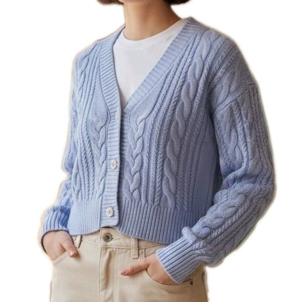 Abercrombie Kids Cable Knit‎ Cardigan Sweater Cottagecore Preppy Back To School